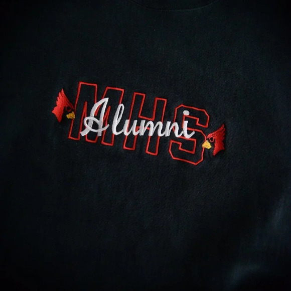 Vintage 90's Lee Crossgrain Navy MHS Alumni Crewneck Sweater XL - Picture 11 of 11